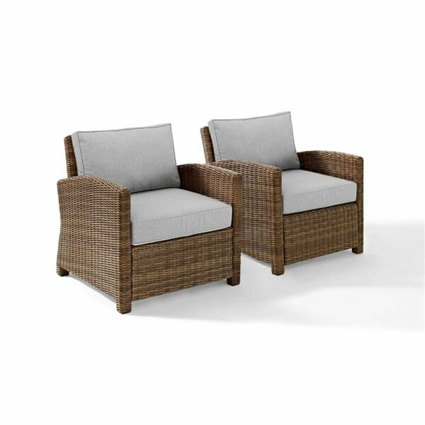 Claustro Bradenton Outdoor Wicker Armchair Set - 2 Armchairs, Gray & Weathered Brown - 2 Piece CL3043572